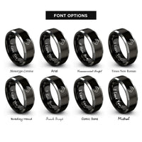 font options for inside engraving on black & silver crested guinea pig rings