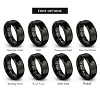 font options for inside engraving on black crested guinea pig rings