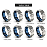 font options for inside engraving on blue & grey cricket ball bat rings