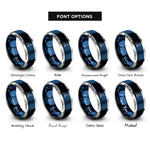 font options for inside engraving on blue & grey cricket ball bat rings
