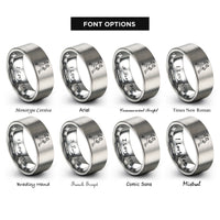 font options for inside engraving on gray cricket bowler delivery rings
