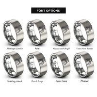 font options for inside engraving on grey cricket pitch wickets rings