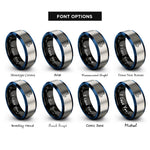font options for inside engraving on black & blue & silver cricket wickets ball rings