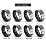 font options for inside engraving on black & blue & gray cricket wickets ball rings