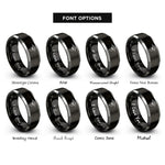 font options for inside engraving on black & silver crimp hold rings