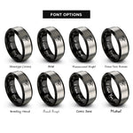 font options for inside engraving on black & gray crimp hold rings