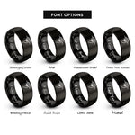 font options for inside engraving on black crimp hold rings