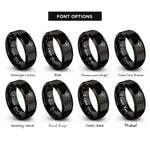 font options for inside engraving on black crimp hold rings