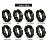 font options for inside engraving on black crimp hold rings