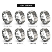 font options for inside engraving on gray crimp hold rings