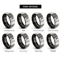 font options for inside engraving on black & gray crimping tool rings