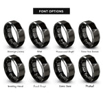 font options for inside engraving on black & grey crimping tool rings
