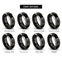 font options for inside engraving on black & grey crimping tool rings