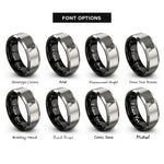 font options for inside engraving on black & silver crimping tool rings