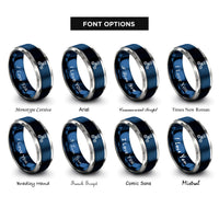 font options for inside engraving on blue & gray crispr scissors rings