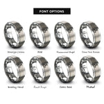 font options for inside engraving on silver crispr scissors rings