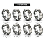 font options for inside engraving on gray crispr scissors rings