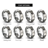 font options for inside engraving on gray crispr scissors rings