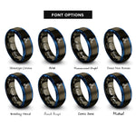 font options for inside engraving on gunmetal & blue crispr scissors rings
