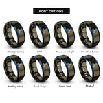 font options for inside engraving on gunmetal & blue crispr scissors rings