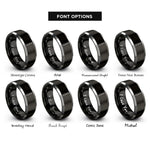 font options for inside engraving on black & silver crochet hook rings