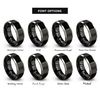 font options for inside engraving on black & silver crochet hook rings