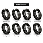 font options for inside engraving on black & silver crocodile eye rings