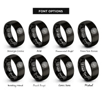 font options for inside engraving on black crocodile eye rings