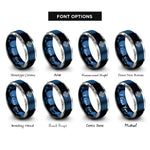font options for inside engraving on blue & gray crop circle rings