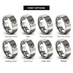 font options for inside engraving on gray crop circle rings
