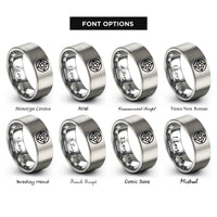 font options for inside engraving on gray crop circle rings