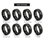 font options for inside engraving on black cross angel wings rings