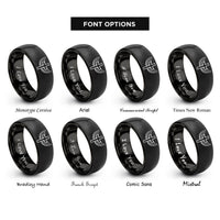 font options for inside engraving on black cross angel wings rings