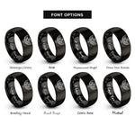font options for inside engraving on black cross angel wings rings
