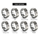 font options for inside engraving on silver cross angel wings rings