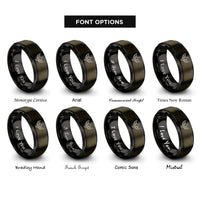 font options for inside engraving on gunmetal & black cross angel wings rings