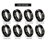 font options for inside engraving on black & silver cross rings