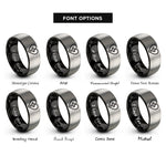 font options for inside engraving on black & gray cross heart rings