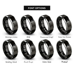 font options for inside engraving on black & gray cross heart rings