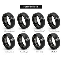 font options for inside engraving on black cross helmet shield rings
