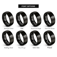 font options for inside engraving on black cross helmet shield rings