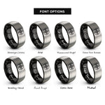 font options for inside engraving on black & gray cross knot circle rings