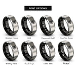 font options for inside engraving on black & grey cross knot circle rings