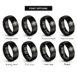 font options for inside engraving on black cross knot circle rings