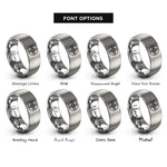 font options for inside engraving on gray cross knot circle rings
