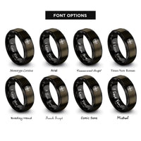 font options for inside engraving on gunmetal & black cross knot circle rings