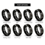 font options for inside engraving on black & gray cross music notes rings