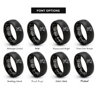 font options for inside engraving on black cross music notes rings