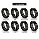 font options for inside engraving on black cross music notes rings