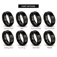 font options for inside engraving on black cross music notes rings
